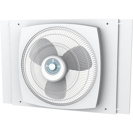 Lasko - 16" Electrically Reversible Window Fan with Storm Guard - White