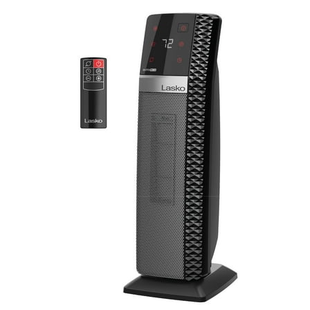 Lasko 22” Elite Collection Ceramic Tower Space Heater with Timer, Remote, CT22445, Black
