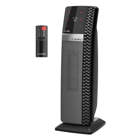 Lasko 22” Elite Collection Ceramic Tower Space Heater with Timer, Remote, CT22445, Black