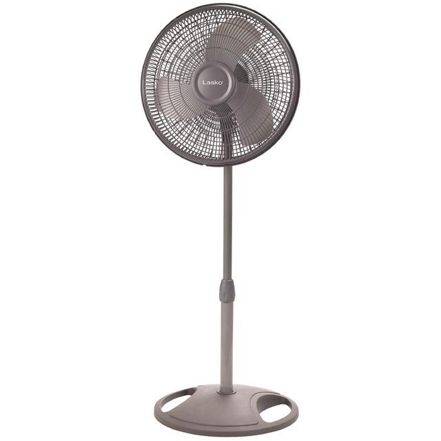 "Lasko 2524 Oscillating Floor Fan, 16"" Diameter, 3 Speed, Adjustable Height, Gray Plastic
