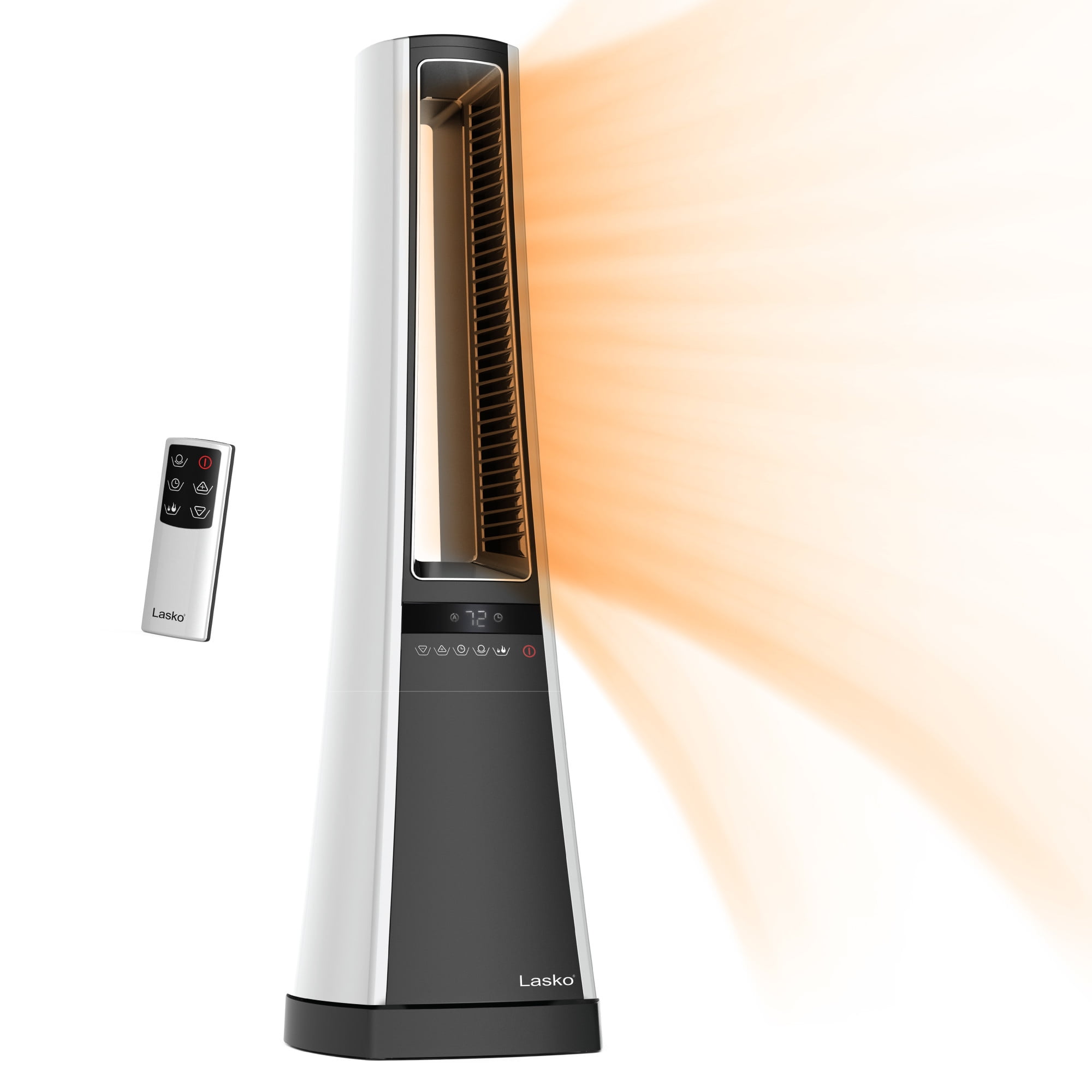 Blue Ceramic Bladeless Floor-Standing Heating Fan with Thermostat