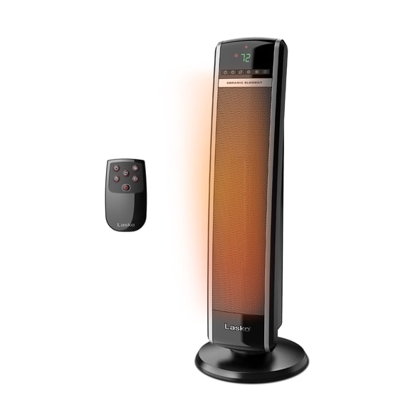 Lasko CT30754 Black 1500W 2 Speed, Oscillating, Remote, Timer Ceramic Tower Space Heater