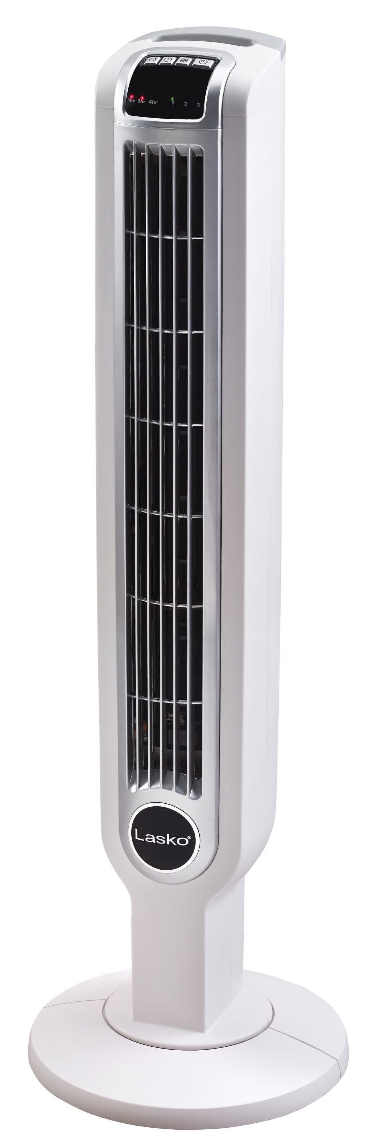 https://www.walmart.com/ip/Lasko-36-3-Speed-Oscillating-Tower-Fan-with-Timer-and-Remote-2510-White-12-L-New/14560092