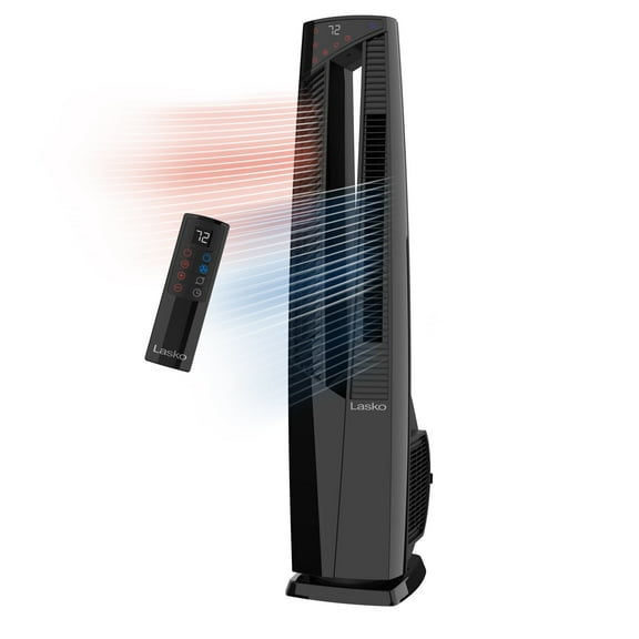 Lasko 38" Duo Comfort High Velocity Tower Fan and Ceramic Space Heater, Remote, Black, FHV801