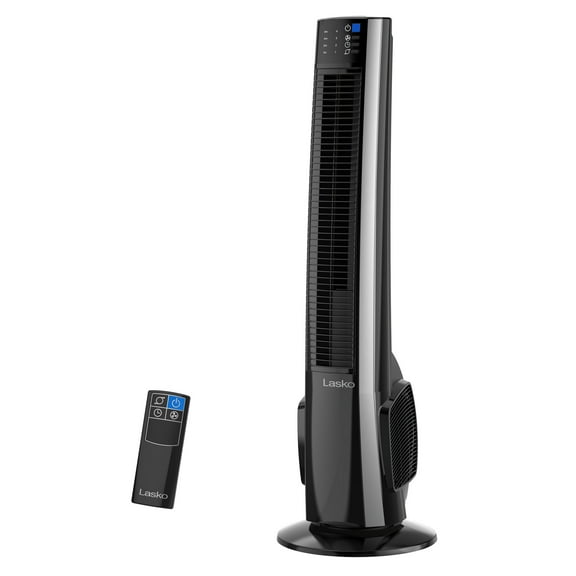 Lasko 38" 4-Speed Oscillating Remote Controlled Hybrid Tower Fan, Black, T38415