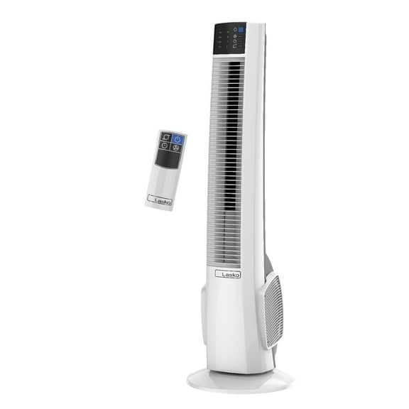 Lasko Hybrid 39" 4-Speed Oscillating Remote Controlled Tower Fan, White, T38400