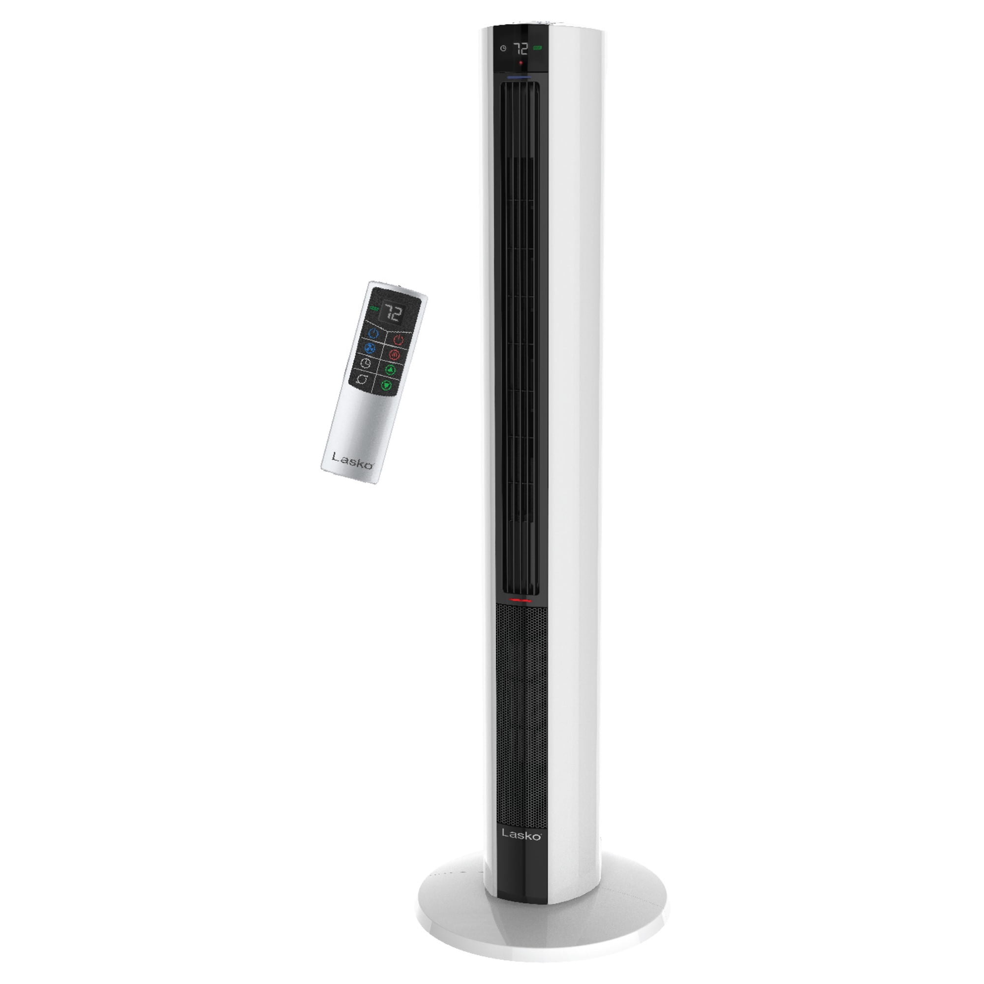 White Ceramic Tower Fan and Heater with Thermostat and Automatic Shut-off