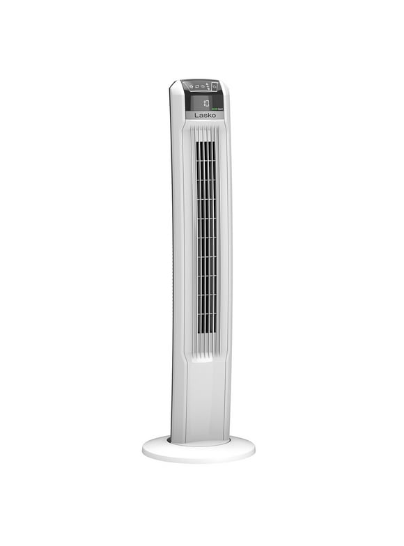 Lasko 42" EcoQuiet DC Motor Tower Fan with Remote Control, White, T42710, 12.8" L, New