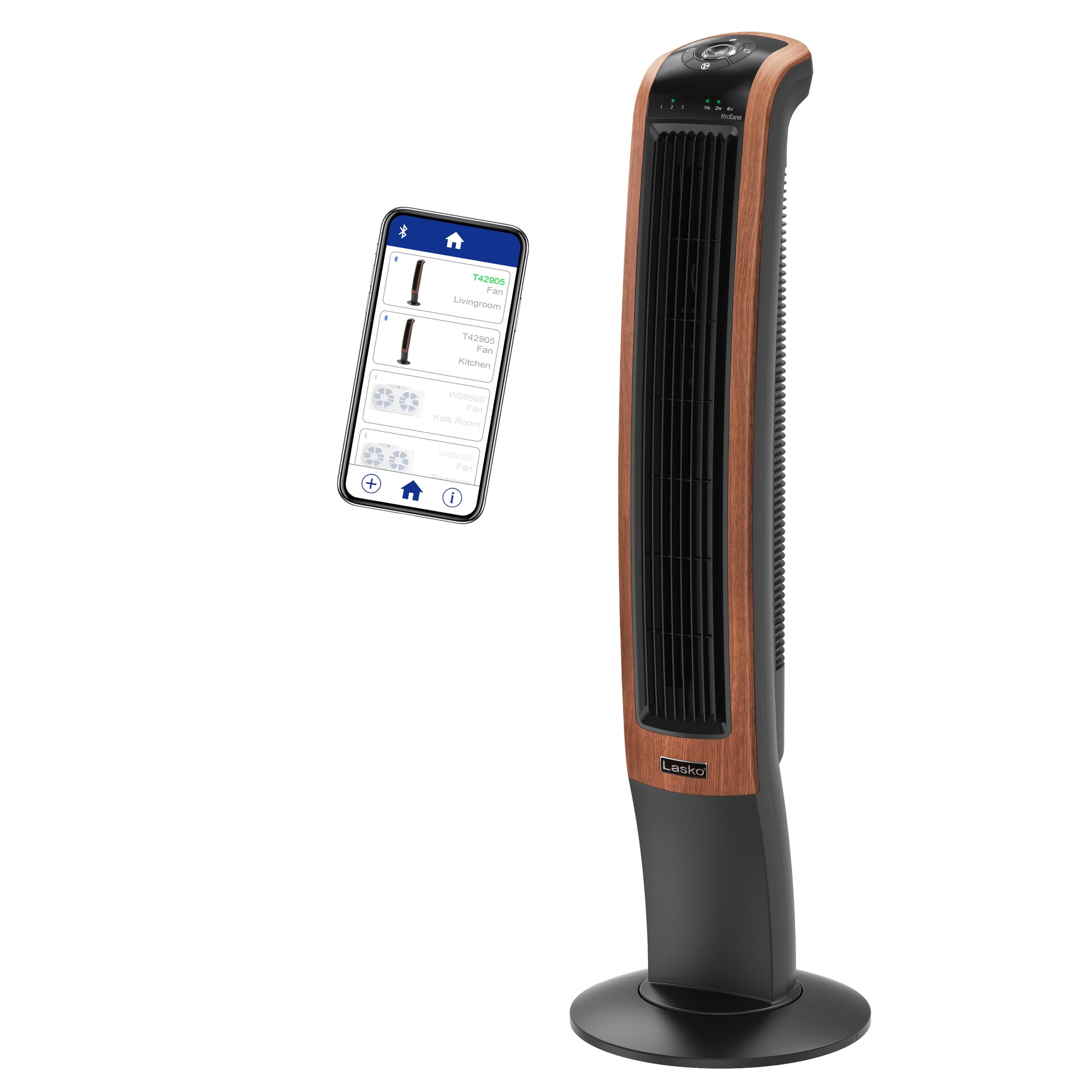 Lasko 42 Wind Curve 3-Speed Oscillating Tower Fan with Bluetooth  Technology, T42905 - Walmart.com