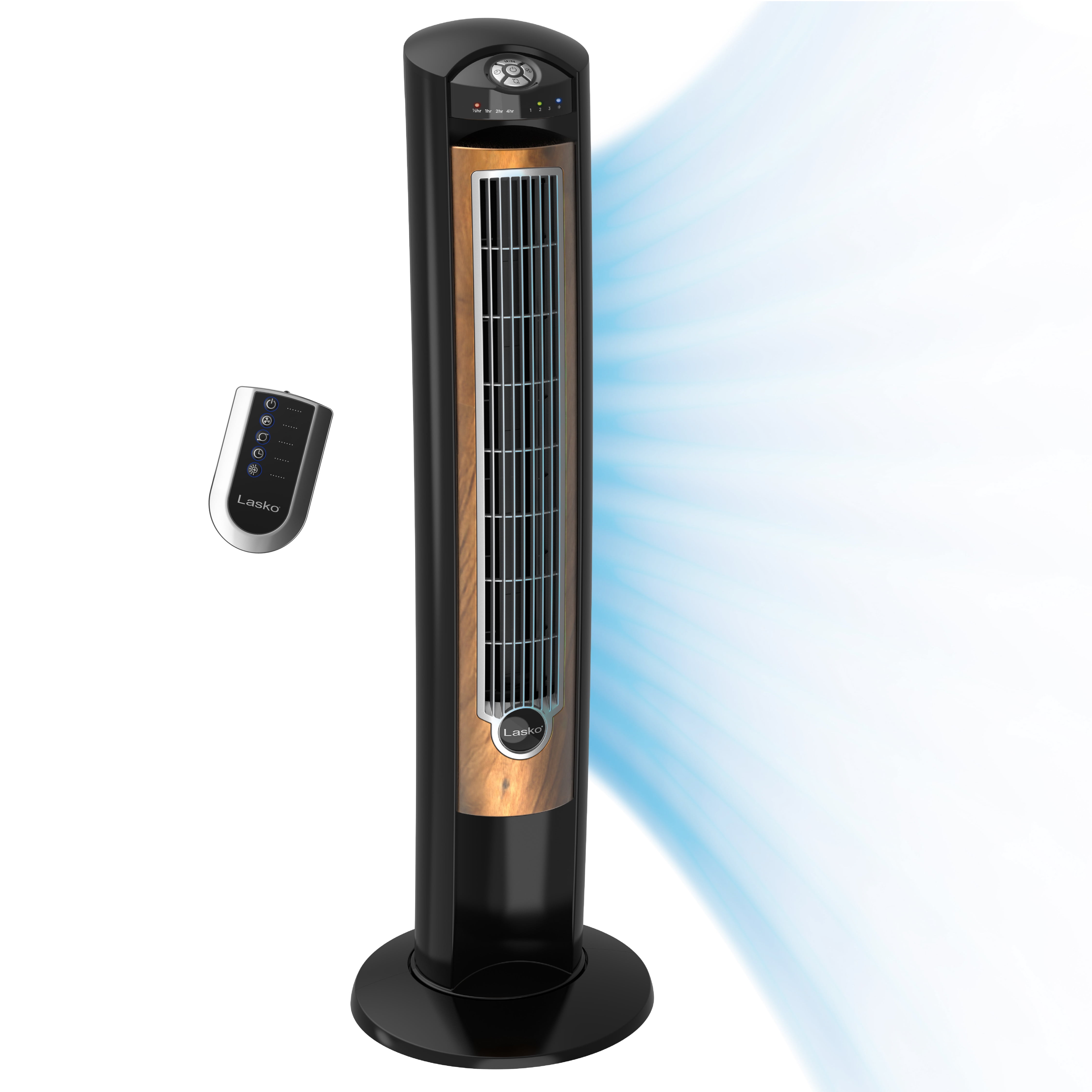 Lasko 42 Wind Curve Tower Fan with Sleep Mode and Remote, T42050,  Black/Brown, 13”L - Walmart.com