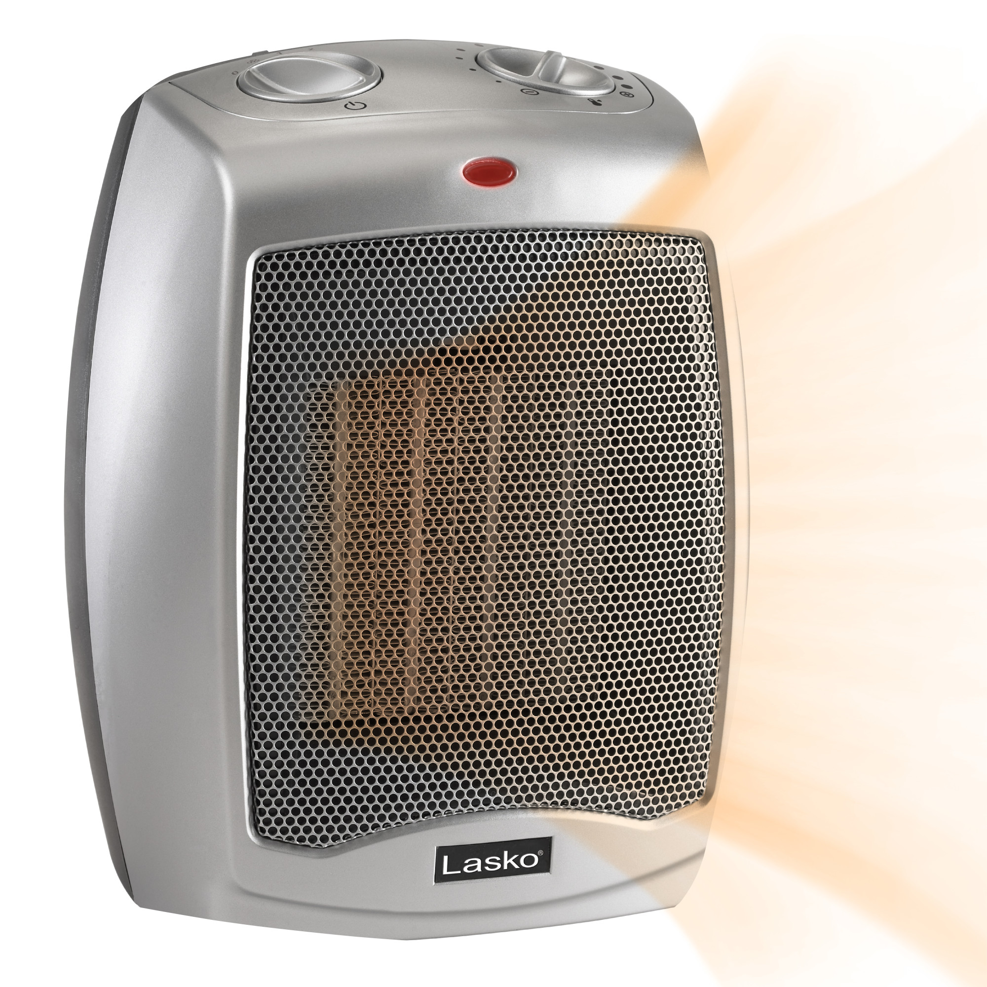 Lasko 9" 1500W Electric Ceramic Space Heater with Adjustable Thermostat, Silver, 754200, New - image 1 of 6