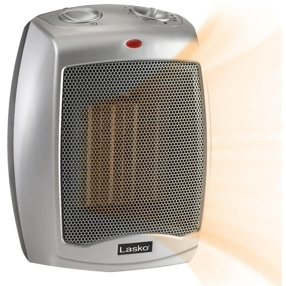 Lasko 9" 1500W Electric Ceramic Space Heater with Thermostat, Silver, 2-Pack, 754200, New