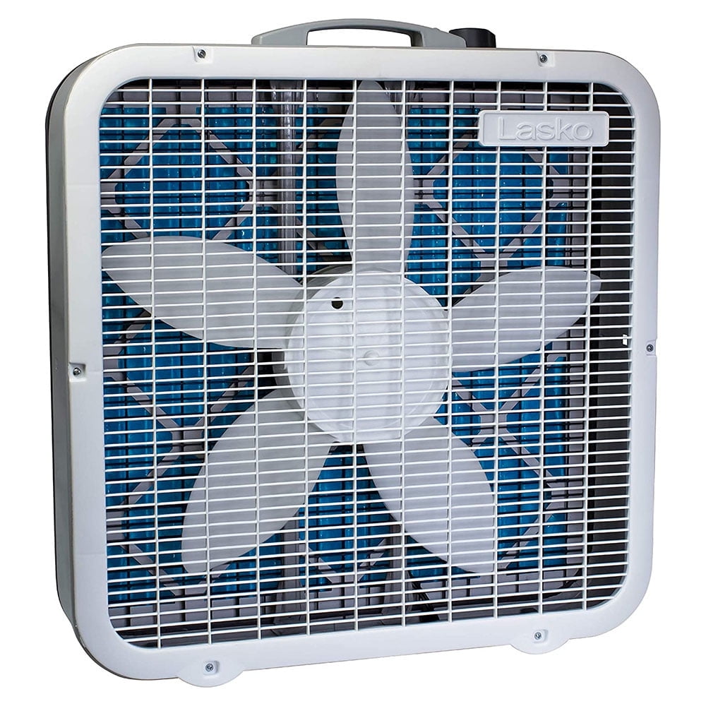 Lasko White Steel 3-Speed Portable Box Fan Air Purifier