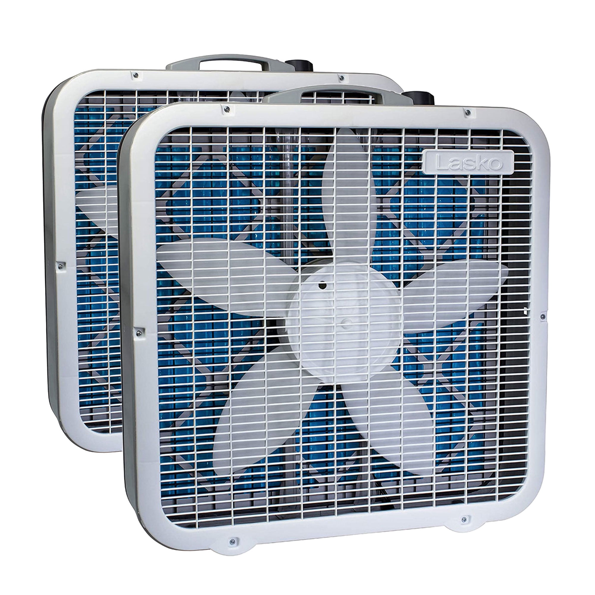 Lasko Air Flex Portable Home 3 Speed Air Purifier Box Fan, White (2 Pack)