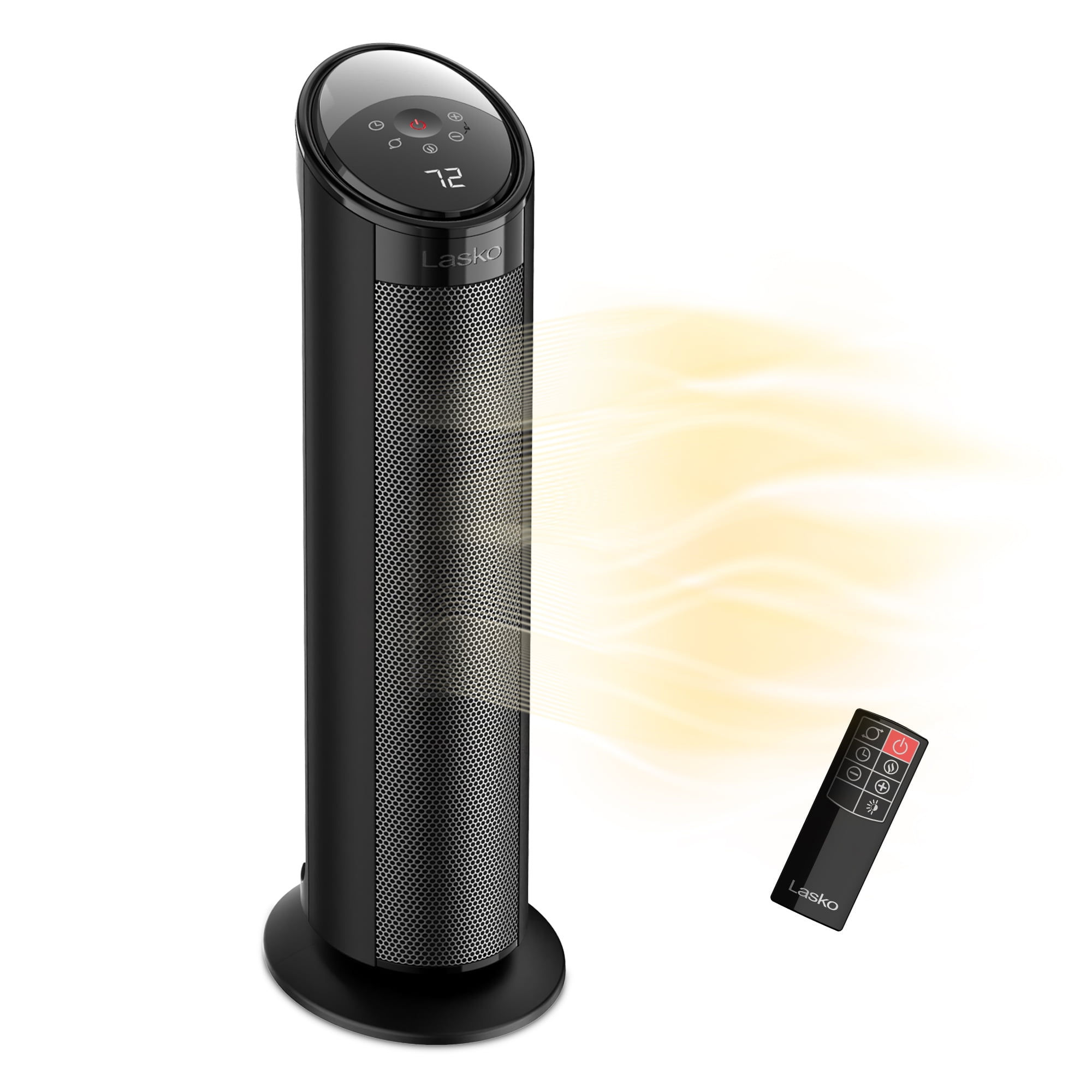 Lasko 22" Oscillating 3-Speed Remote Controlled Ceramic Tower Space Heater, Black, CT22495