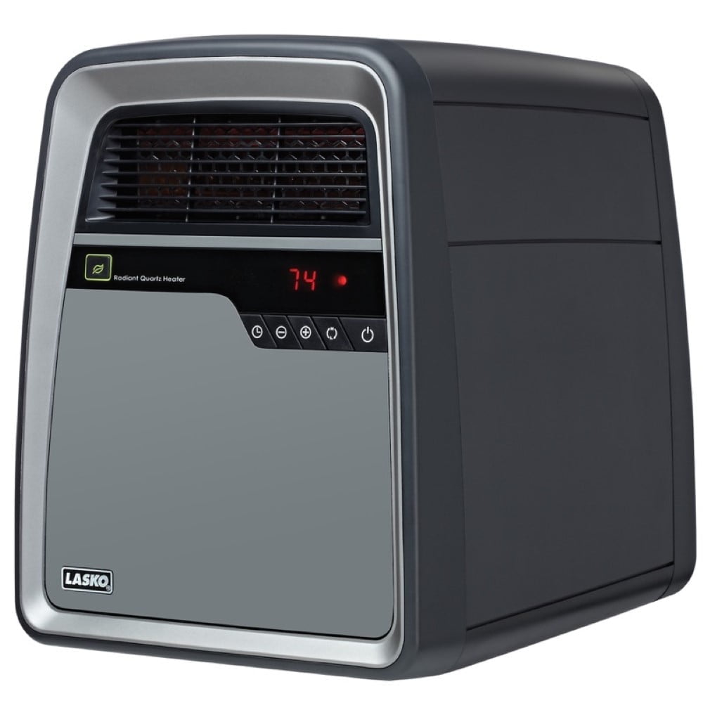 Lasko Infrared Quartz Space Heater with Timer, Adjustable Thermostat, 6101, Gray, New