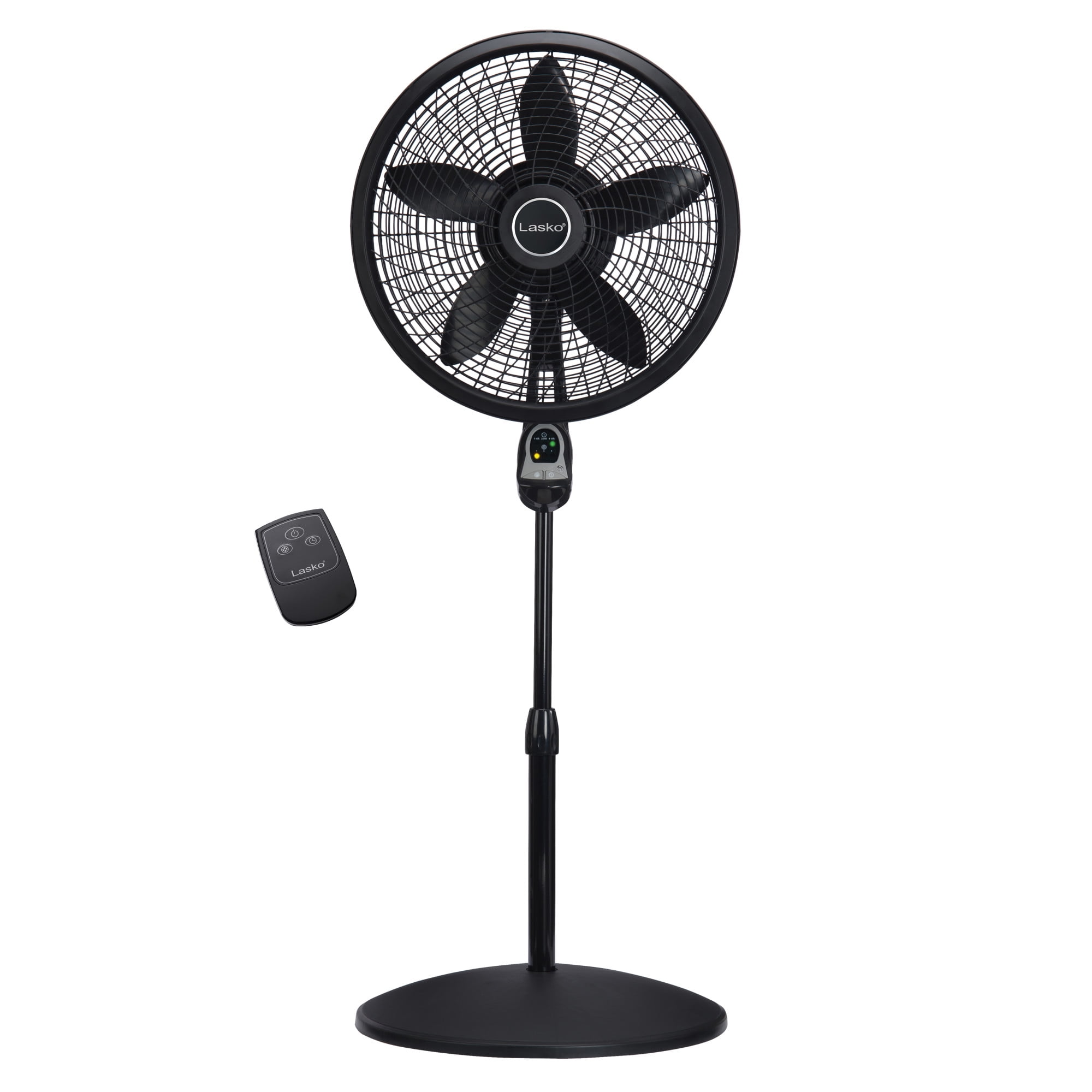 Black 54" Adjustable Height Oscillating Pedestal Fan with Remote