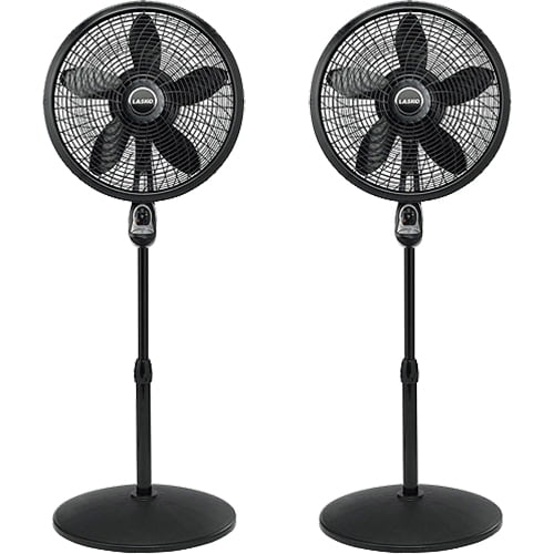 Lasko Cyclone 18" Oscillating Pedestal Fan with Remote, 54" H, 2-Pack, Black, 1843, New