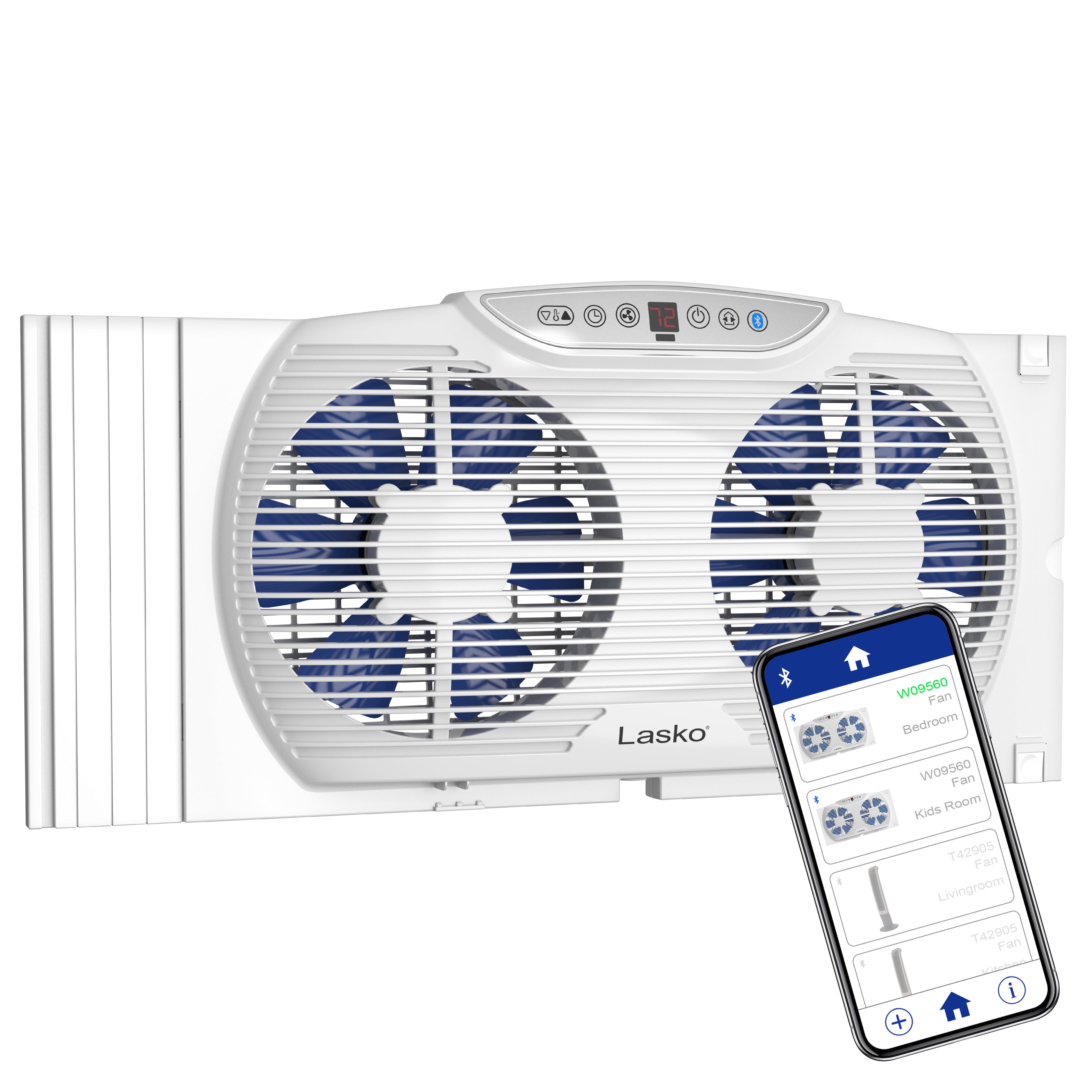 Lasko Electrically Reversible Twin Window Fan with Bluetooth® Technology,  W09560, White - Walmart.com