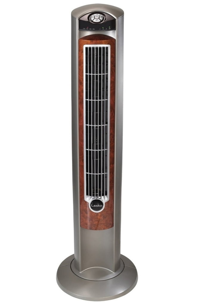 Gray and Woodgrain 42" Oscillating Tower Fan with Remote