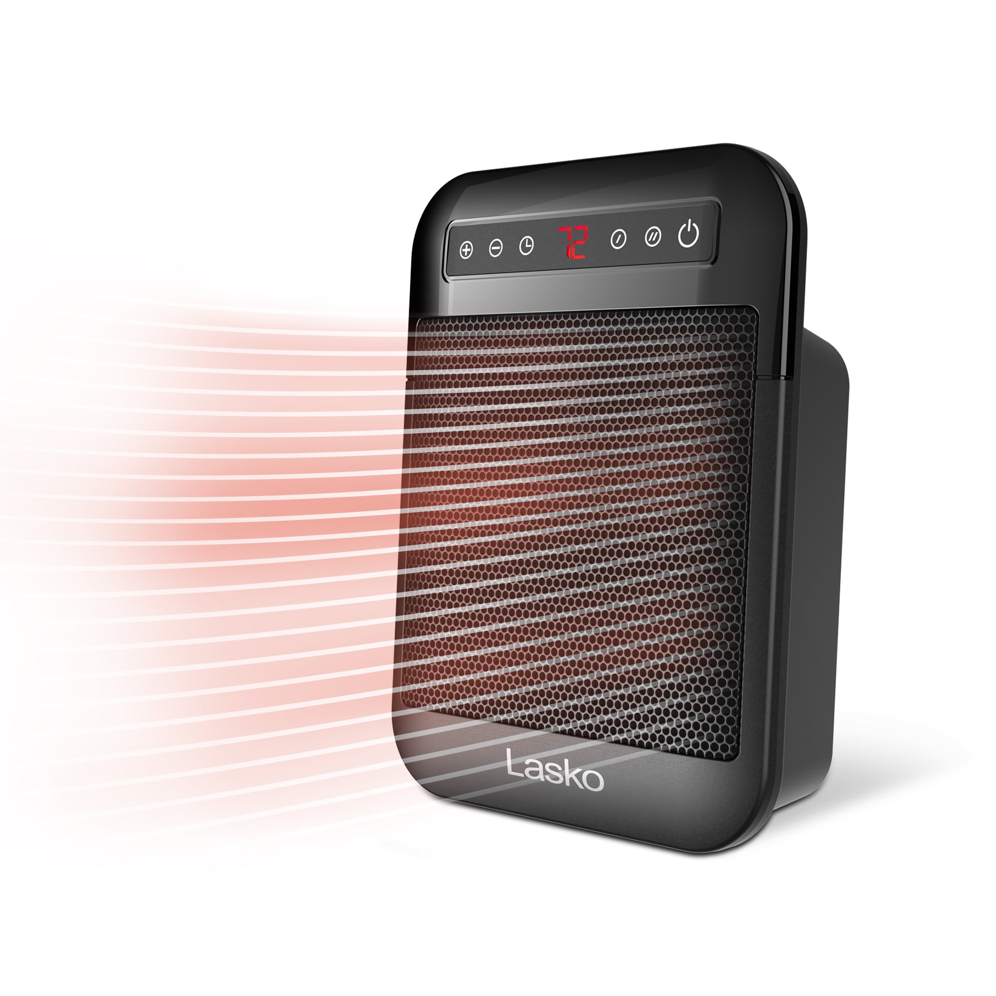 Compact Black Ceramic Electric Space Heater with Adjustable Thermostat