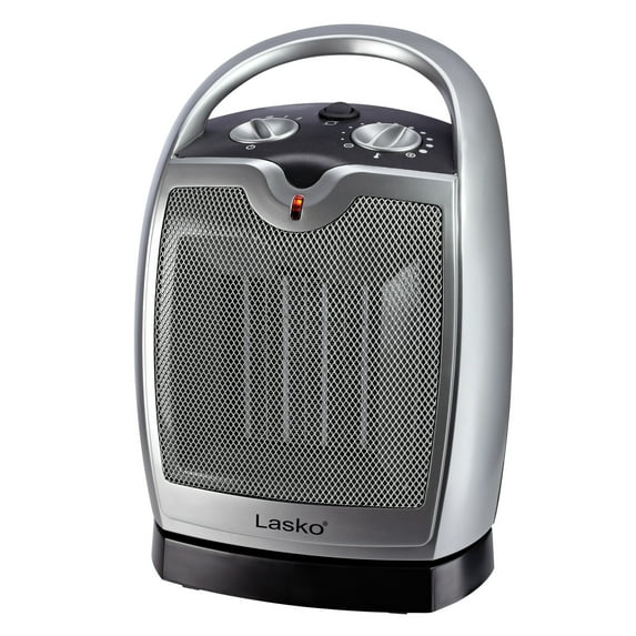 Lasko Oscillating Ceramic Tabletop Space Heater with Adjustable Thermostat, Gray, 5409