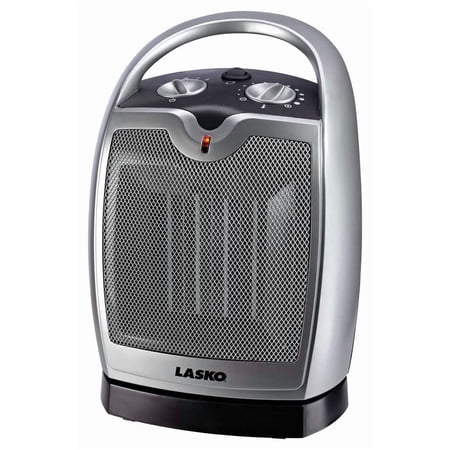 Lasko Oscillating Ceramic Tabletop Space Heater with Adjustable Thermostat, Gray, 5409, New