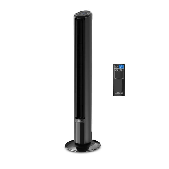 Lasko SlimForce 42 4-Speed Oscillating Remote Control High Velocity Tower Fan, Black, T42215