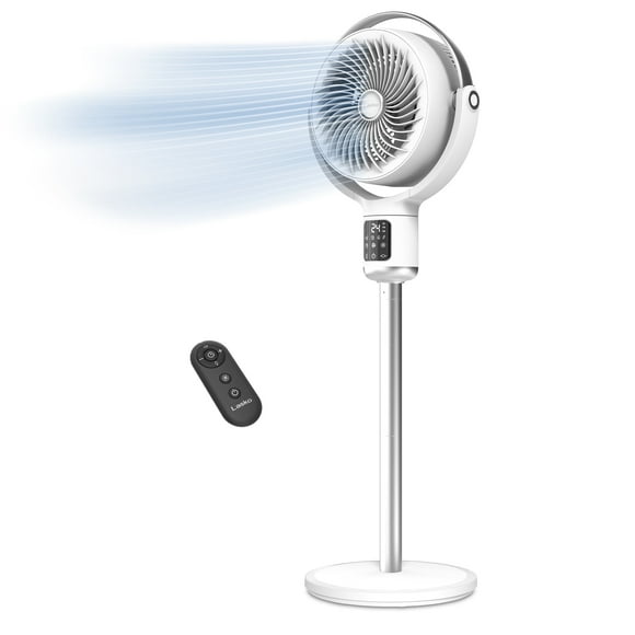 Lasko Whirlwind 7 24-Speed Orbital Motion 25ft/s Airflow Remote Control Pedestal Fan, APDC301