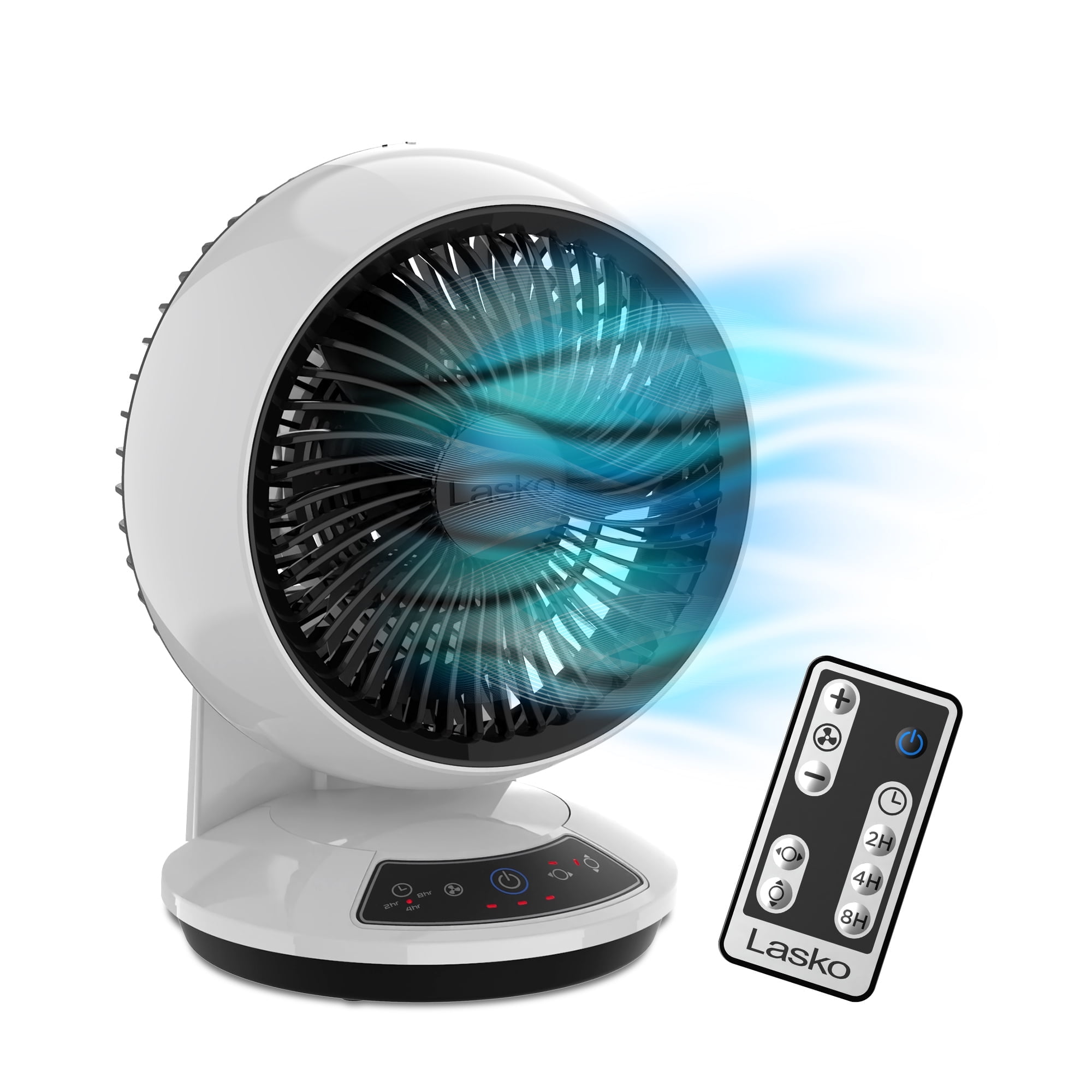 White 8-Inch Remote Controlled Oscillating Tabletop Fan