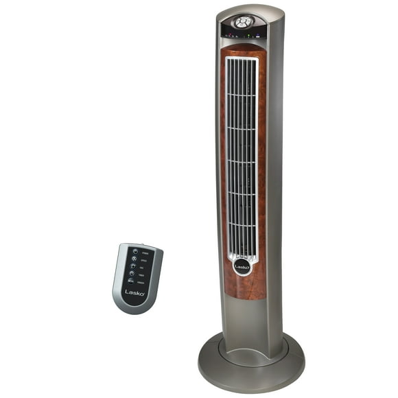 Lasko Wind Curve 42" 3-Speed Oscillating Ionizer Remote Controlled Tower, Gray/Brown, 2554