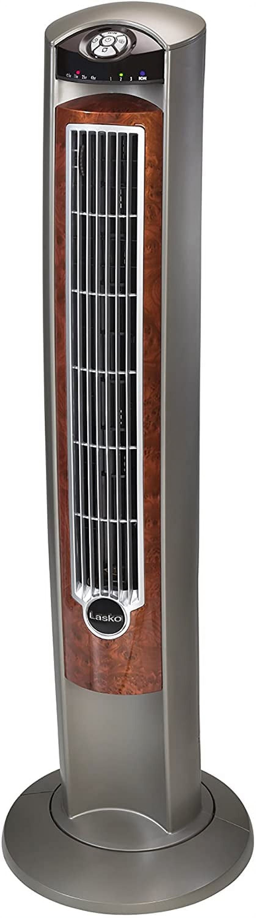 Gray and Woodgrain 42" Oscillating Tower Fan with Remote
