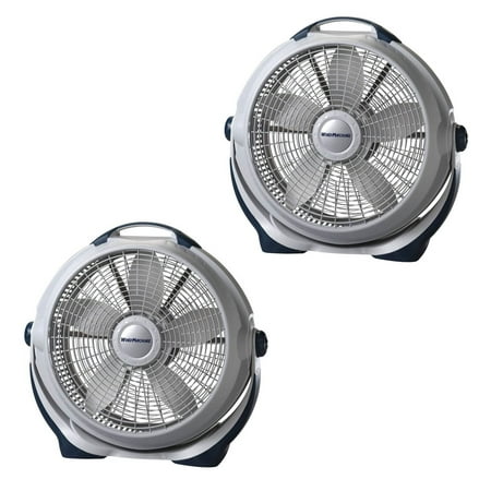 Lasko Wind Machine 20" 3- Speed Pivoting Air Circulator Floor Fan, 2- Pack, Gray, 3300