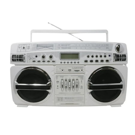 Lasonic i-931BT Classic 80s Style Design with upgraded technology rechargeable Bluetooth Boombox - WHITE