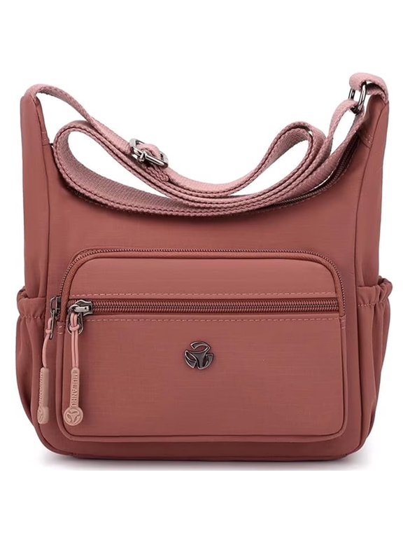 Women Nylon Multi Pocket Crossbody Satchel Purse with Adjustable Strap for Daily Travel