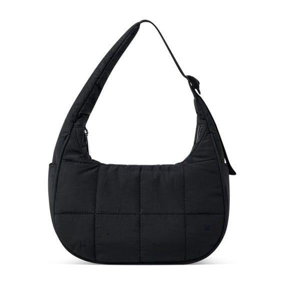 LassZone Lightweight Nylon Crescent Shoulder Bag Small Quilted Puffer Hobo Purse with Adjustable Strap