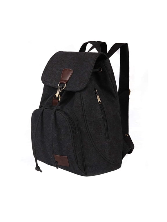 Vintage Canvas Backpack for Women Men, Multi Pocket Casual Adjustable Strap Daypack for Travel Outdoor Shopping Hiking