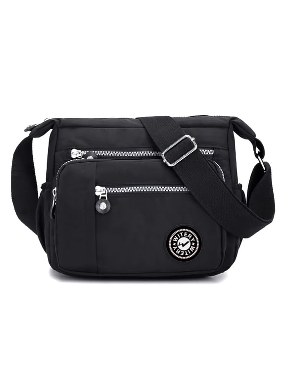 Womens Nylon Crossbody Bag Waterproof Shoulder Purse Multi Pocket Tote Travel Messenger Bag
