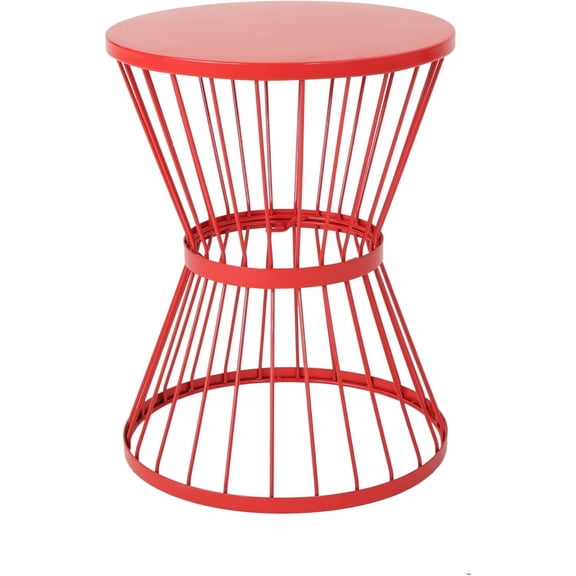 Outdoor 16" Iron Side Table, Matte Red