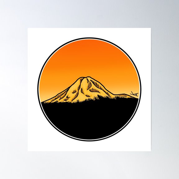 Lassen Peak Ca At Sunset Poster Wall Art, Modern Wall Decor, 30x30 UNFRAMED