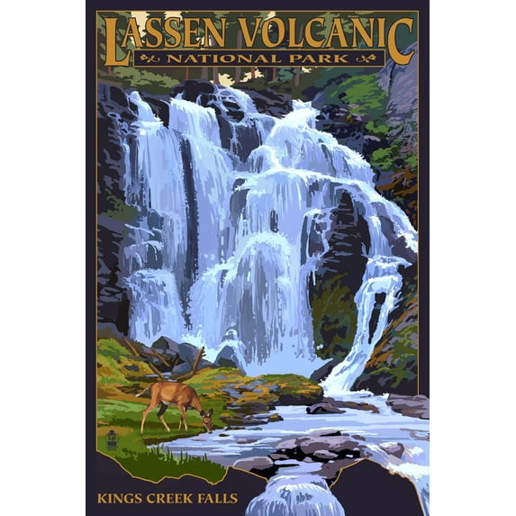 Lassen Volcanic National Park, California, Kings Creek Falls (16x24 Giclee Gallery Art Print, Vivid Textured Wall Decor)