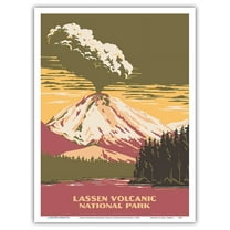 Lassen Volcanic National Park - Manzanita Lake California - Vintage Travel Poster by Chester Don Powell c.1938 - Master Art Print (Unframed) 9in x 12in