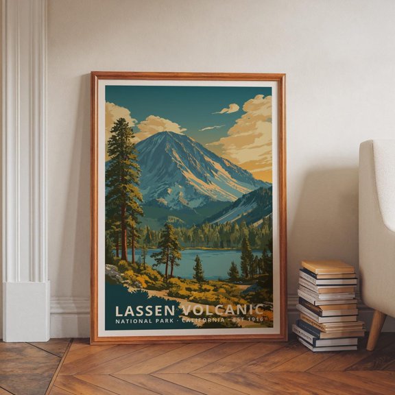 Lassen Volcanic National Park Nature Landscape Retro Travel Poster Unframed Paper Print
