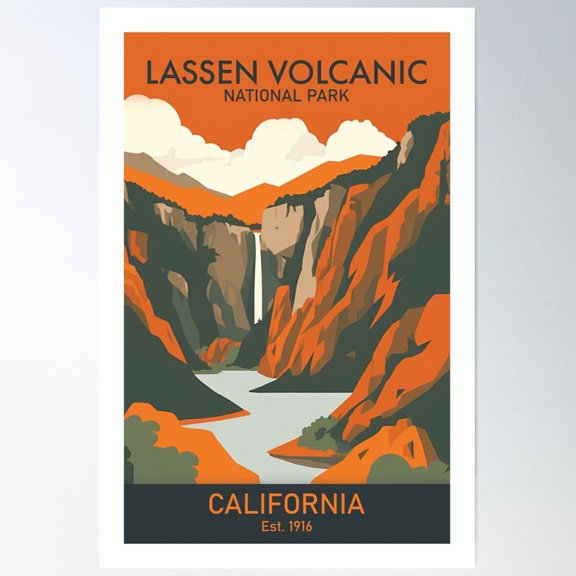 Lassen Volcanic National Park Poster Wall Art, Modern Wall Decor For Living Room Bedroom, 12x18 UNFRAMED