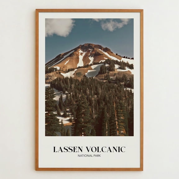 Lassen Volcanic National Park Print: Rustic California Mountain Travel Poster