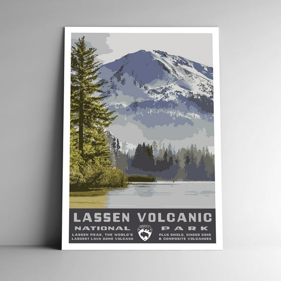 Lassen Volcanic National Park Vintage Travel Poster / Postcard WPA Style Retro California