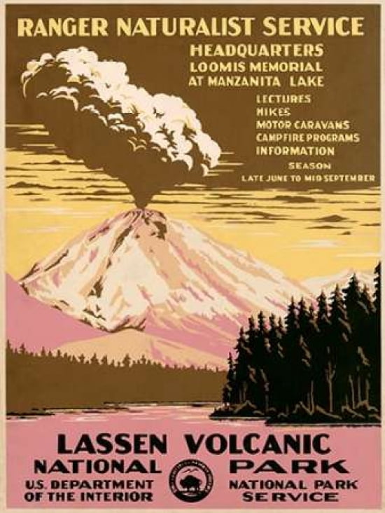 Lassen Volcanic National Park ca 1938 Canvas Art - Ranger Naturalist Service (18 x 24)