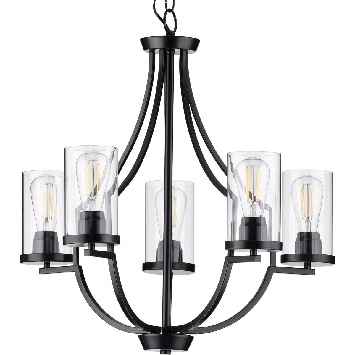 Lassiter Collection Five Light Matte Black Clear Glass Modern