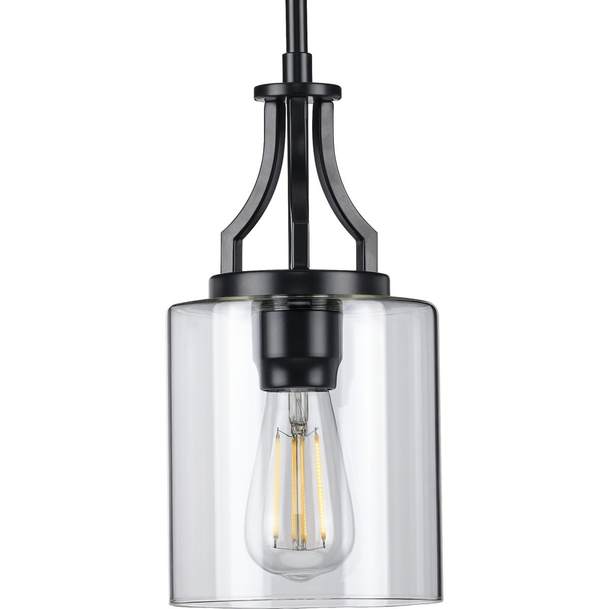 Lassiter 6.38" Matte Black Mini-Pendant with Clear Glass Shade