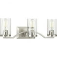 thumbnail image 1 of Lassiter Collection Three-Light Brushed Nickel Clear Glass Modern Bath Vanity Light, 1 of 3